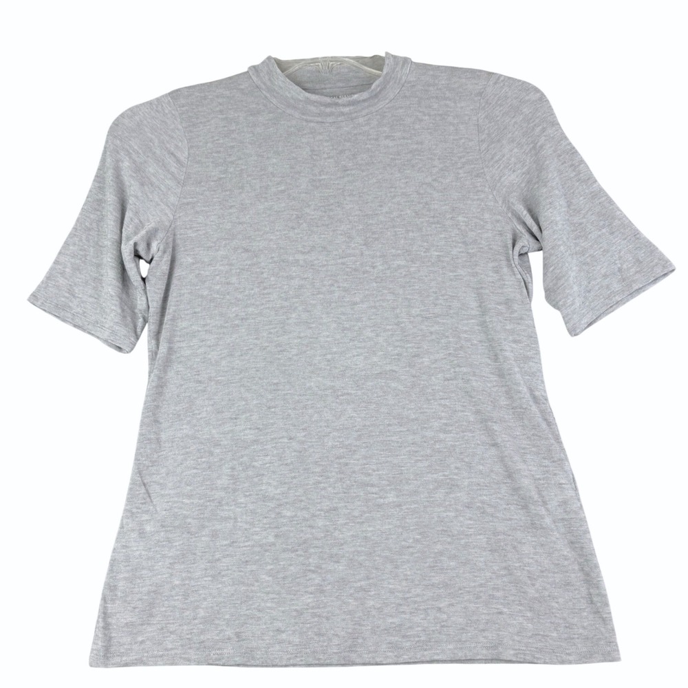 Eileen Fisher S Gray Mock Neck Top T Shirt Tencel Cashmere Minimalist Capsule